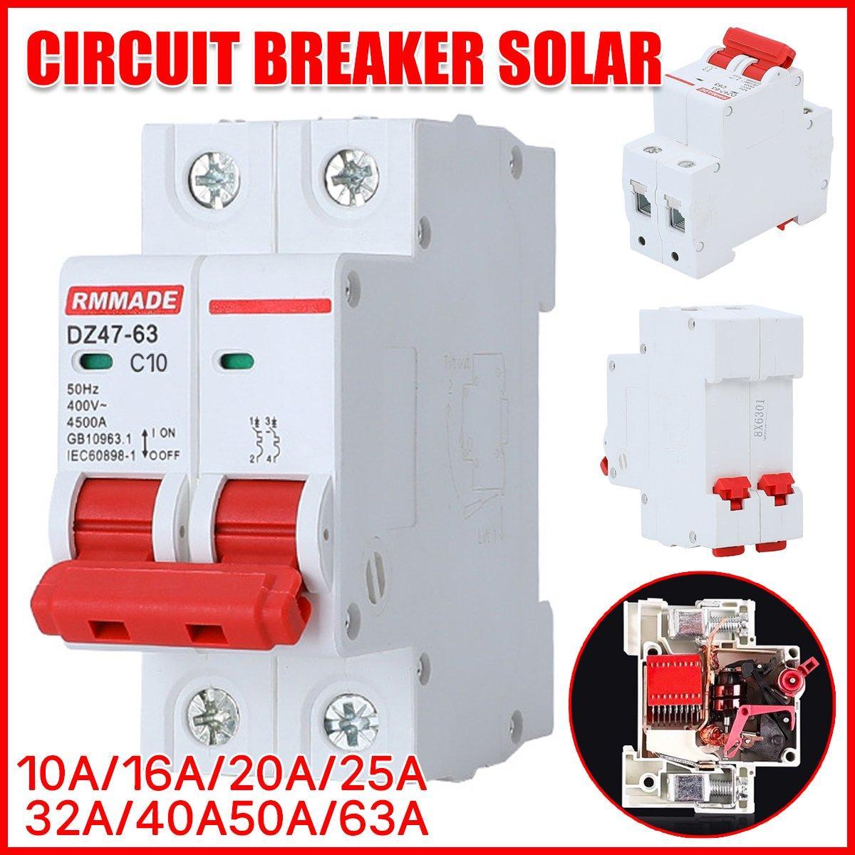 AC Circuit Breaker Solar 220-380V 2Pole Double MCB Mini 10-63 Amp - 63A
