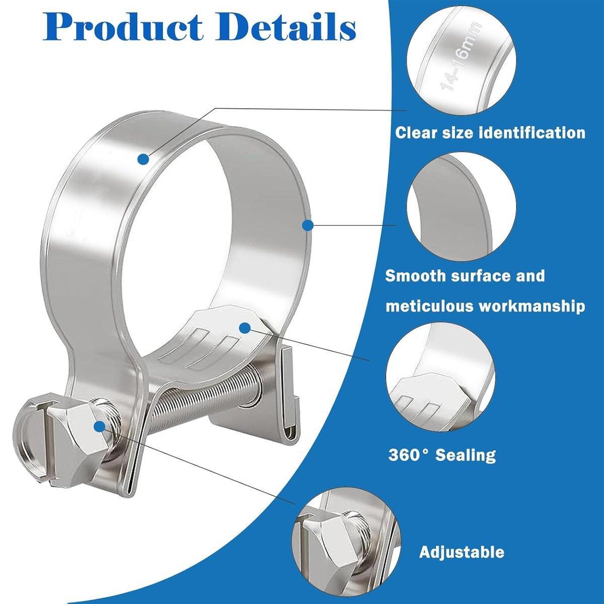 10pcs Galvanized Iron Fuel Hose Clamps For Automobile Air Pipe Secure Grip - 11-13mm