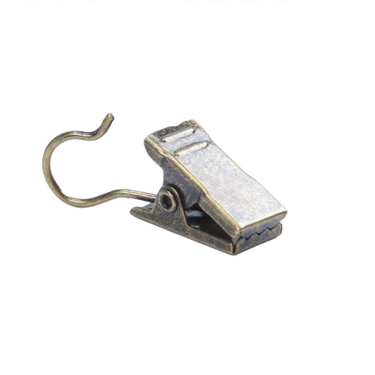 50PCS Stainless Steel Curtain Clip Hooks Strong Load-bearing Shower Accessories - Silver White