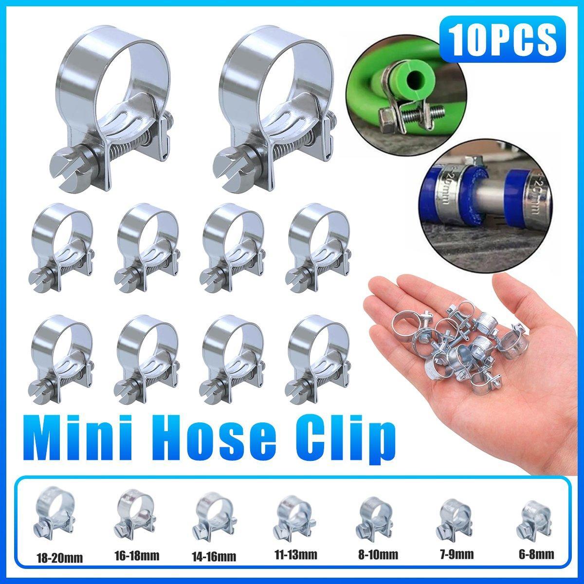 10pcs Galvanized Iron Fuel Hose Clamps For Automobile Air Pipe Secure Grip - 6-8mm
