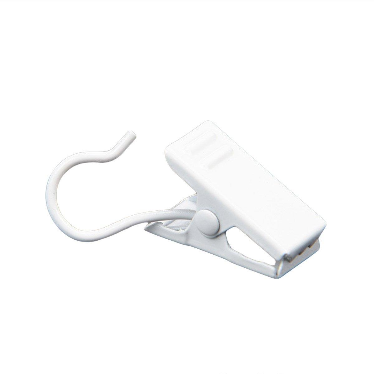 50PCS Stainless Steel Curtain Clip Hooks Strong Load-bearing Shower Accessories - White