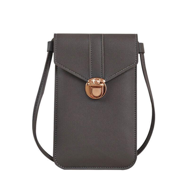Touch Screen Crossbody Phone Bag with Clear Window PU Leather Wallet Purse - Pink