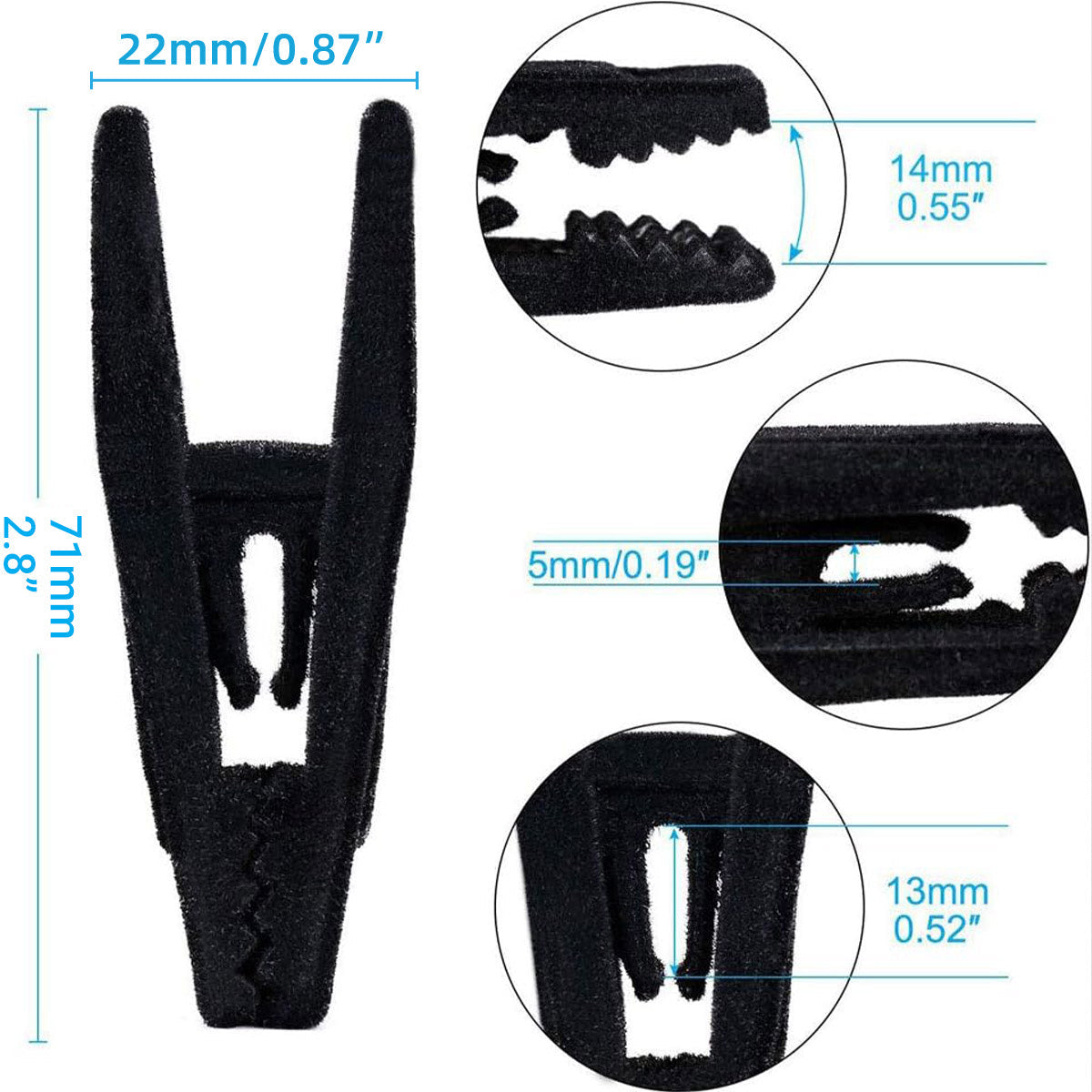 Clothes Drying Clips 20 Pack Velvet Flocking Trouser Pegs Hanger Grip Clamp Set - Black