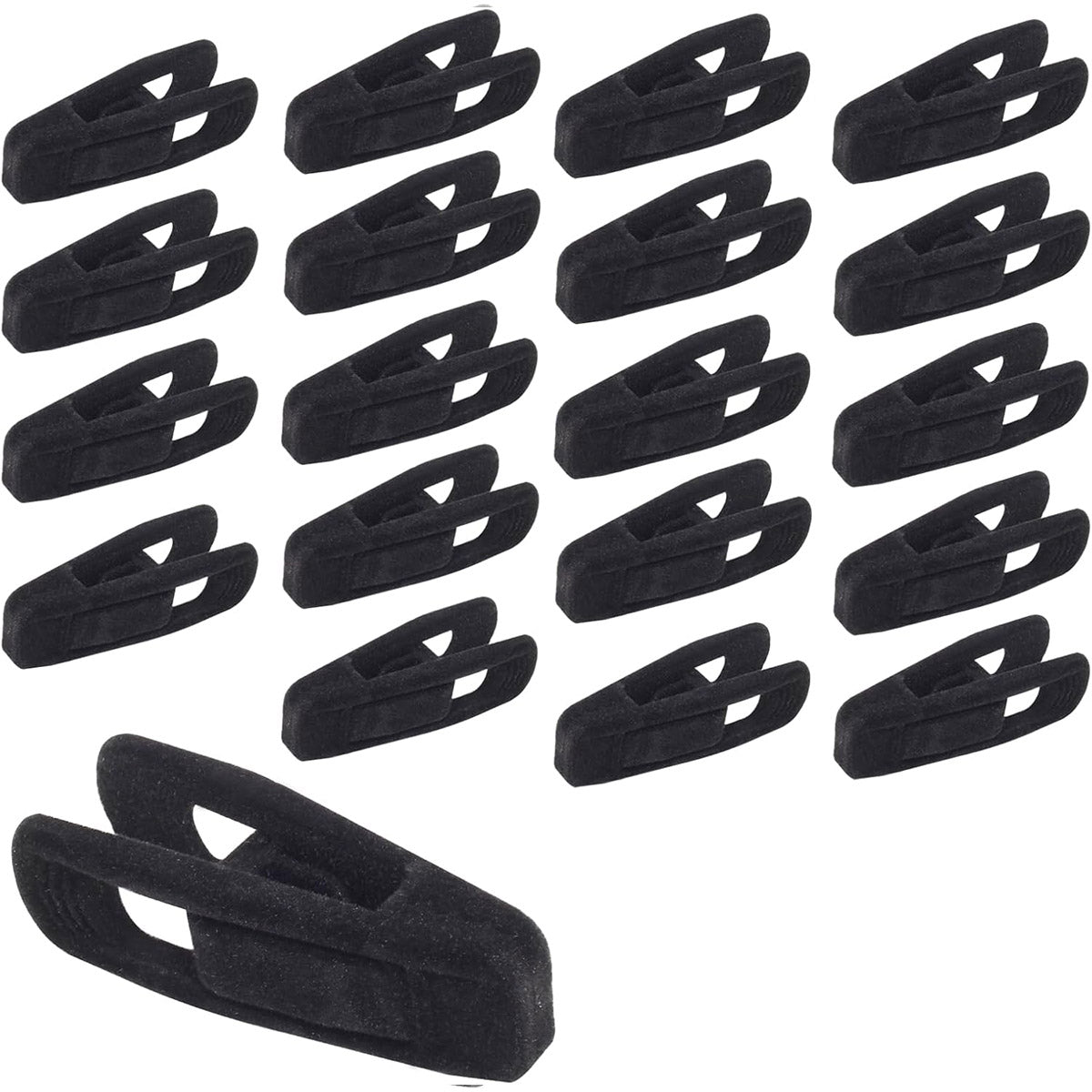 Clothes Drying Clips 20 Pack Velvet Flocking Trouser Pegs Hanger Grip Clamp Set - Black