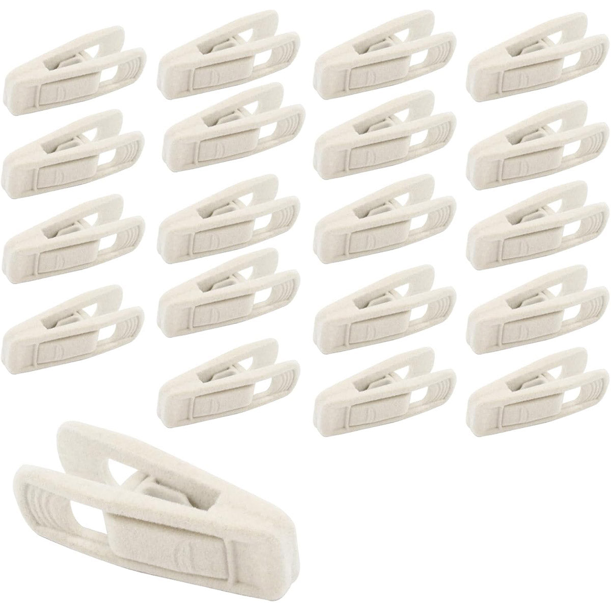 Clothes Drying Clips 20 Pack Velvet Flocking Trouser Pegs Hanger Grip Clamp Set - Grey