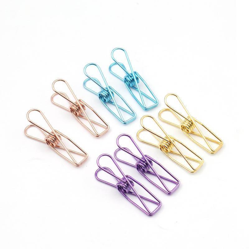10X Spring Paperclips Metal Wire Hollow Out Clips 55mm Mini Binder Paper Clip - Purple