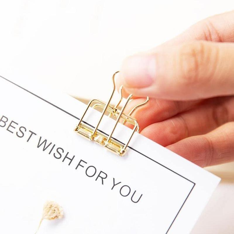 Solid Color Hollow Out Swallowtail Metal Binder Bookmark Clips Office Supplies - Bronze