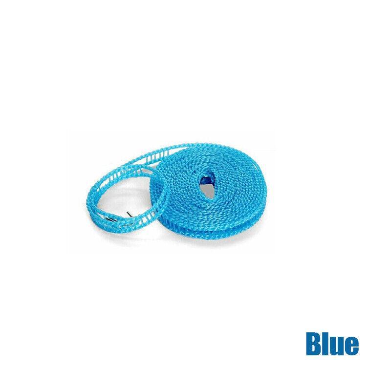 Portable 5M Travel Clothes Line Washing Rope Non Slip Airer Laundry Clothesline - Blue