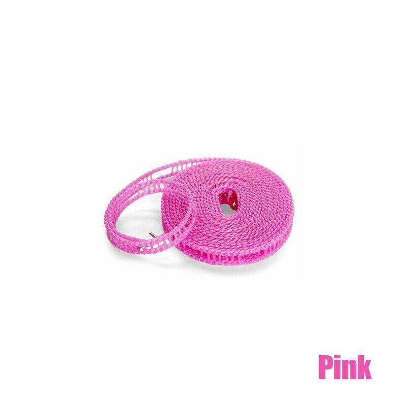 Portable 5M Travel Clothes Line Washing Rope Non Slip Airer Laundry Clothesline - Blue