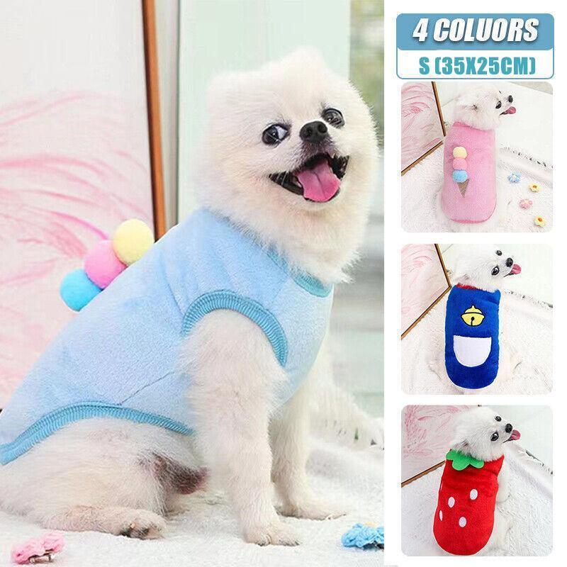 S Size Warm Winter Dog Clothes Soft Fleece Dog Jacket Pet Coat Sweater Cat Jumper - Blue Bell
