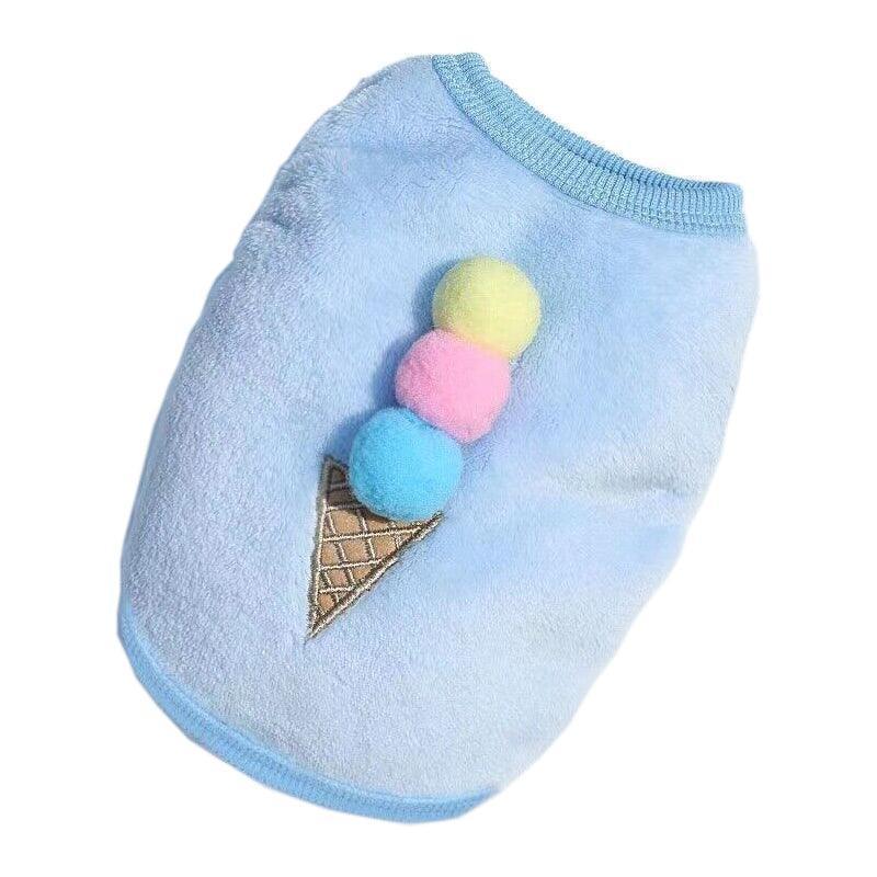 M Size Warm Winter Dog Clothes Soft Fleece Dog Jacket Pet Coat Sweater Puppy Cat Jumper - Pink Ice Cream