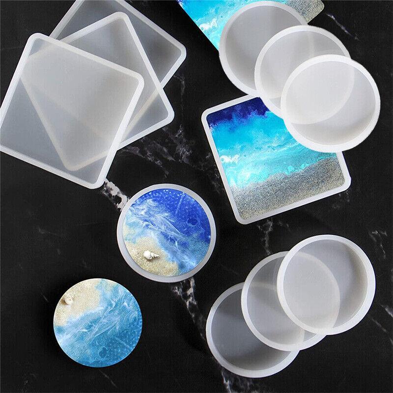 Coaster Resin Casting Mould Epoxy Mold Silicone Craft DIY Jewelry Agate Making - Large Round*4