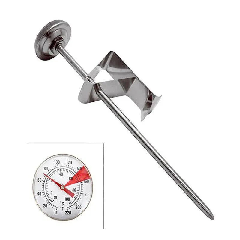 Milk Coffee Probe Thermometer Maker Temperature Jug Pan Clip Stainless Steel New