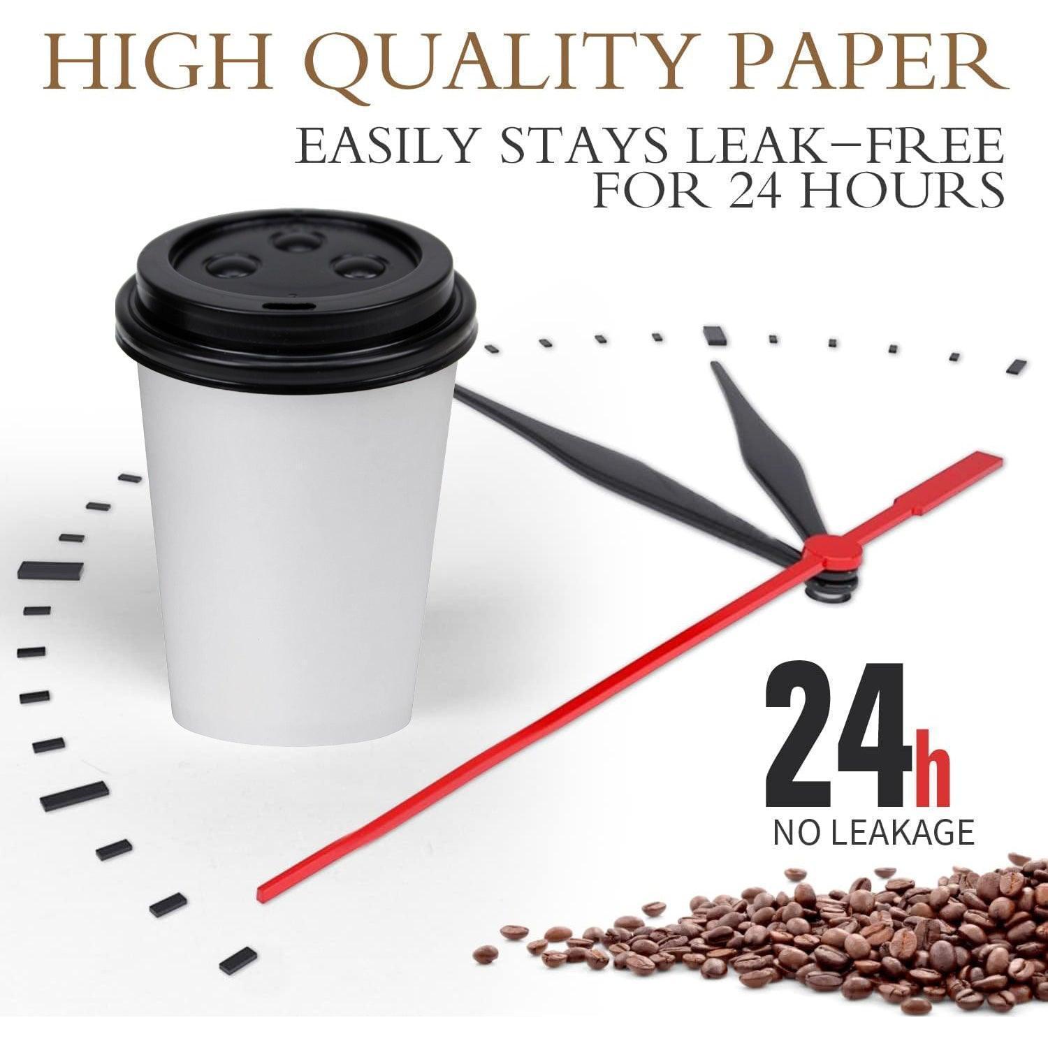 Disposable Coffee Cups 8oz Takeaway Paper Single Wall No Lids - 100pcs (50 Cups No Lids)