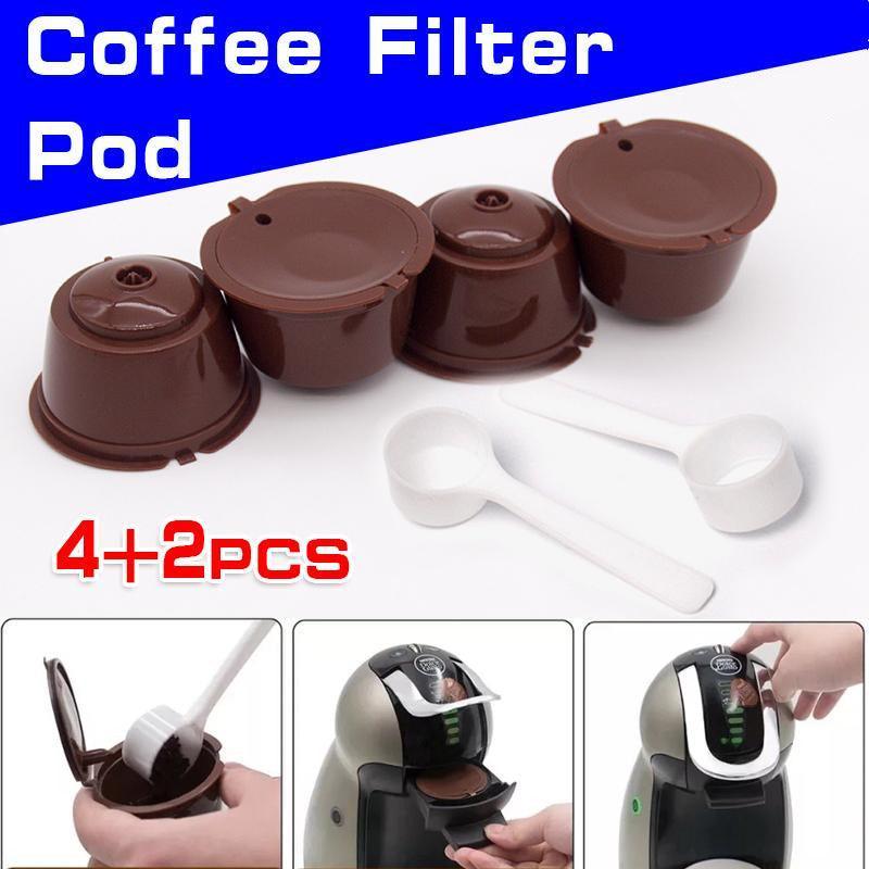 Reusable Coffee Capsule Pods for Dolce Gusto with Spoons Refillable Filter Cup 4 Pack