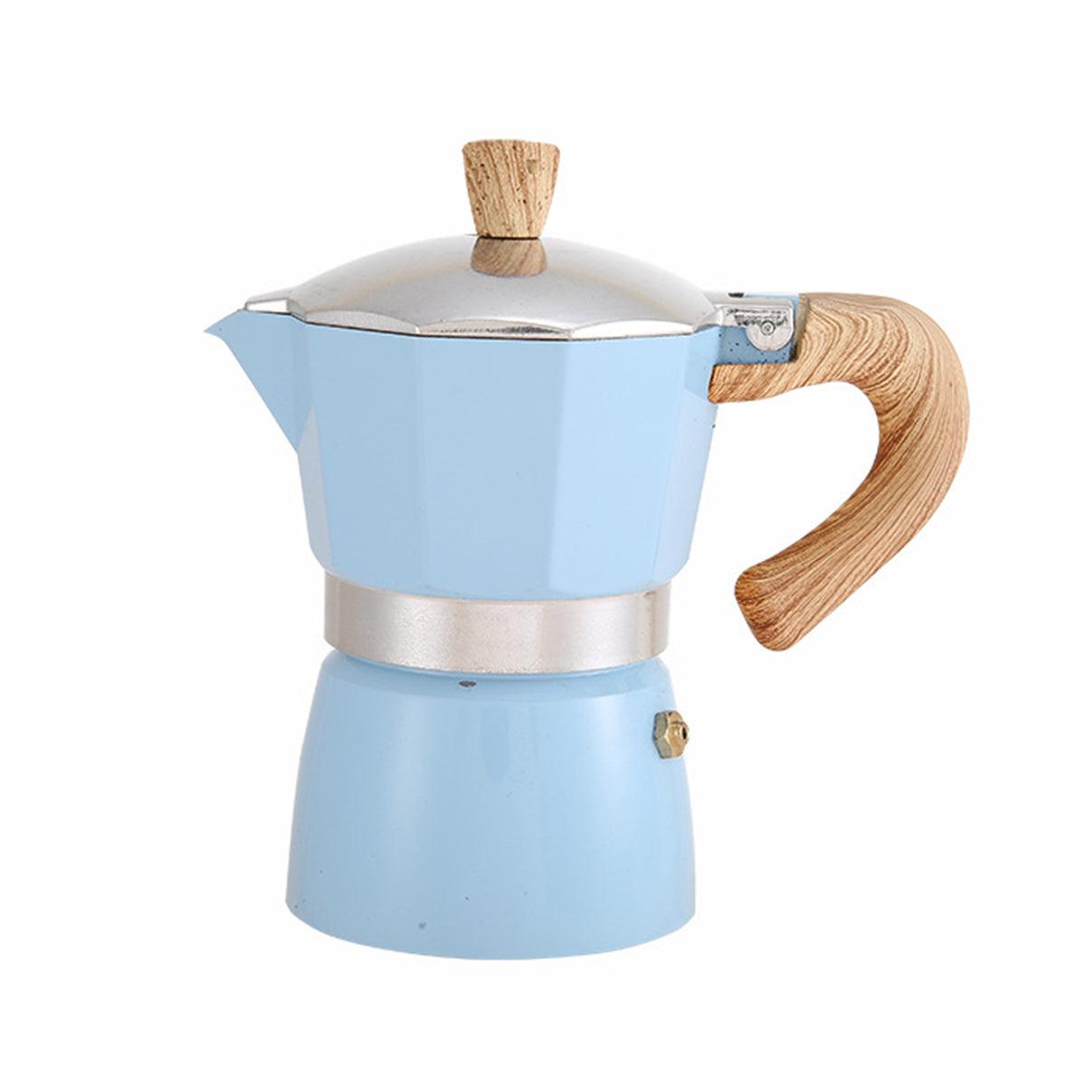 Portable Coffee Maker Wood Grain Handle Outdoor Manual Espresso Machine Camping - Black-300ml