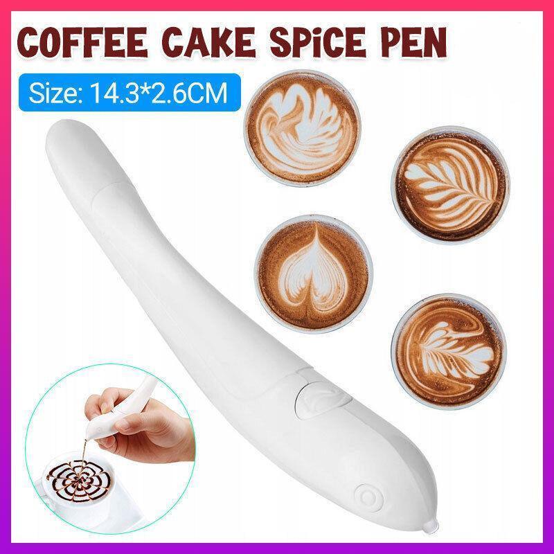 Electric Spice Pen for Coffee Cake Decorating - Battery Powered Latte Art Tool