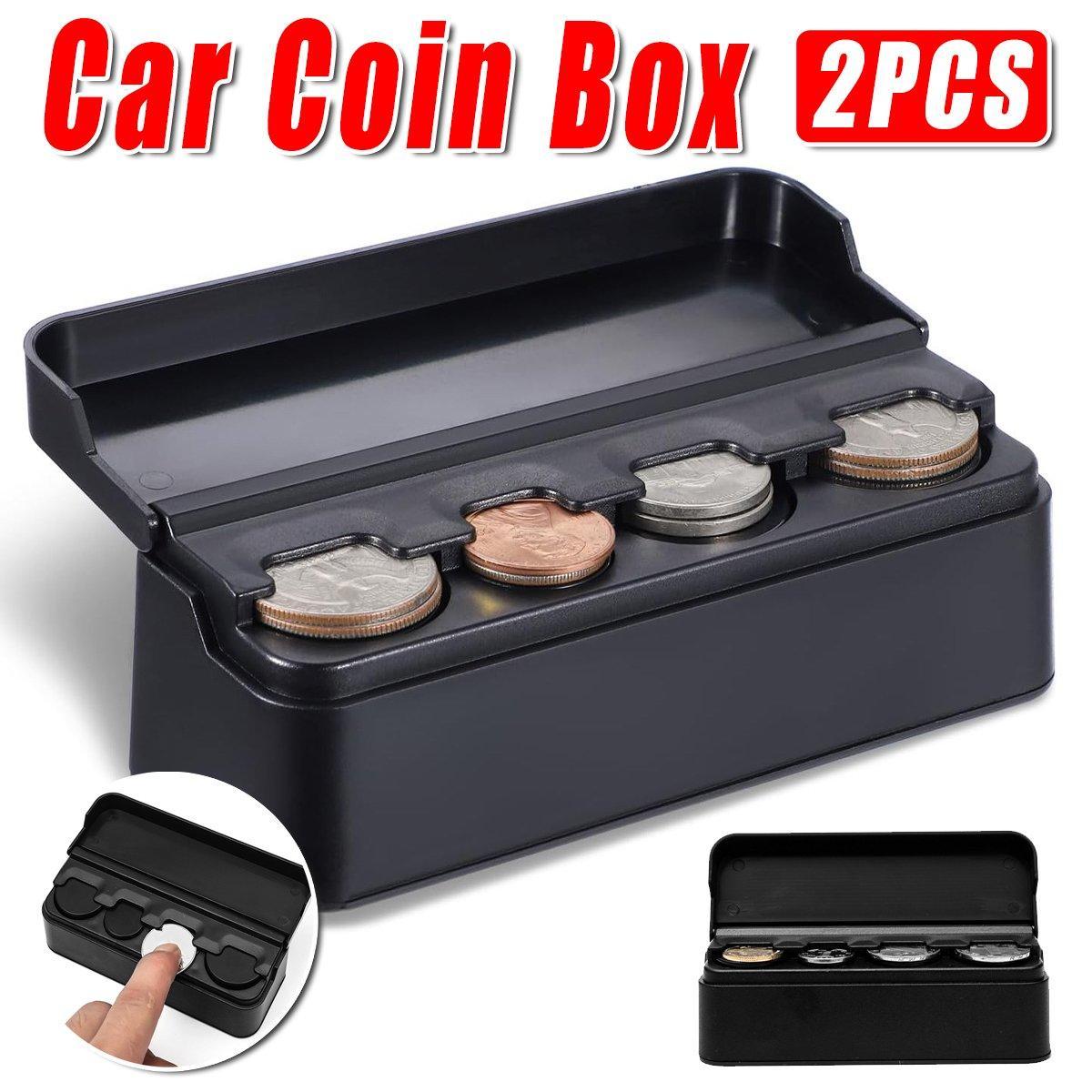 2X Car Coin Holder Portable Mini Change Storage Box Container Organizer Interior