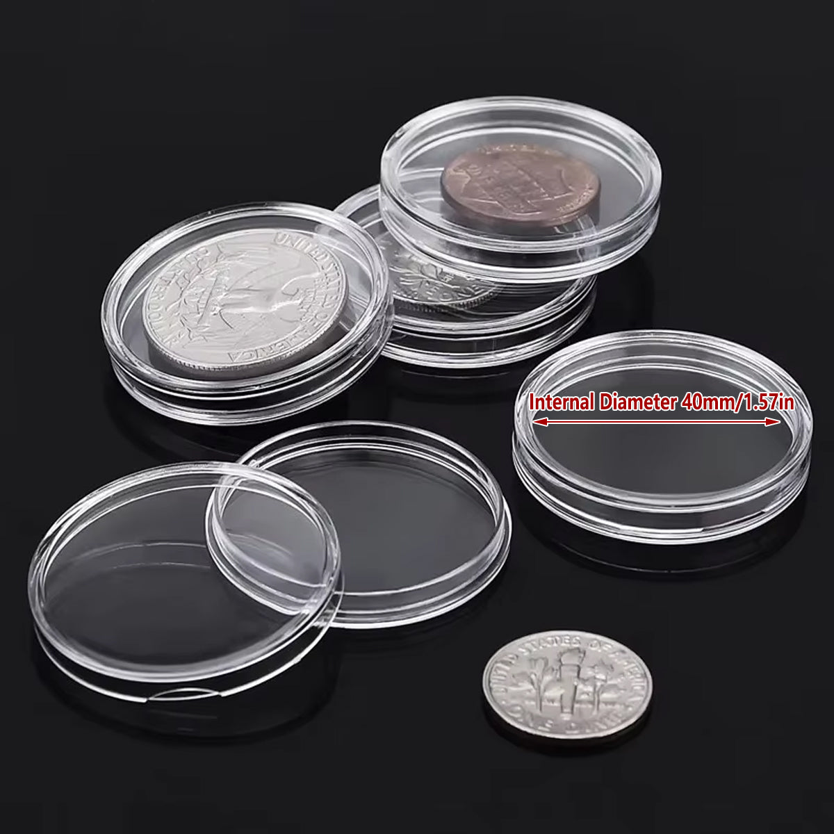 100pcs 40mm Coin Box Round Storage Case Commemorative Coin Protection Container