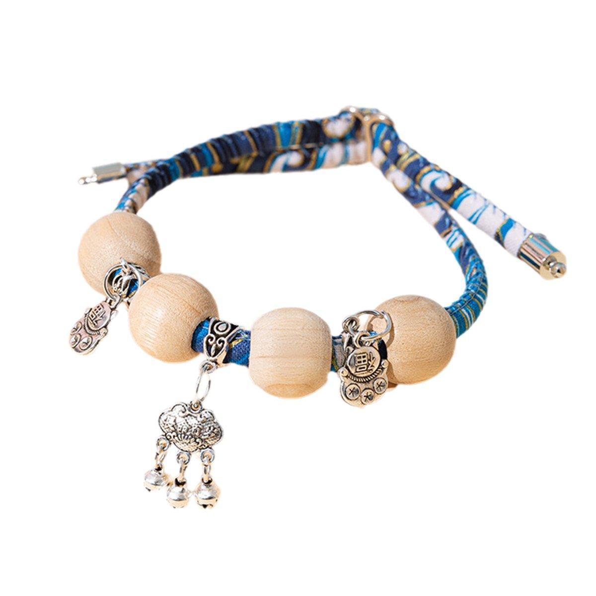 Camphor Wood Bead Collar with Bell Necklace for Cats and Dogs Pet Accessories - Red-Longevity Lock