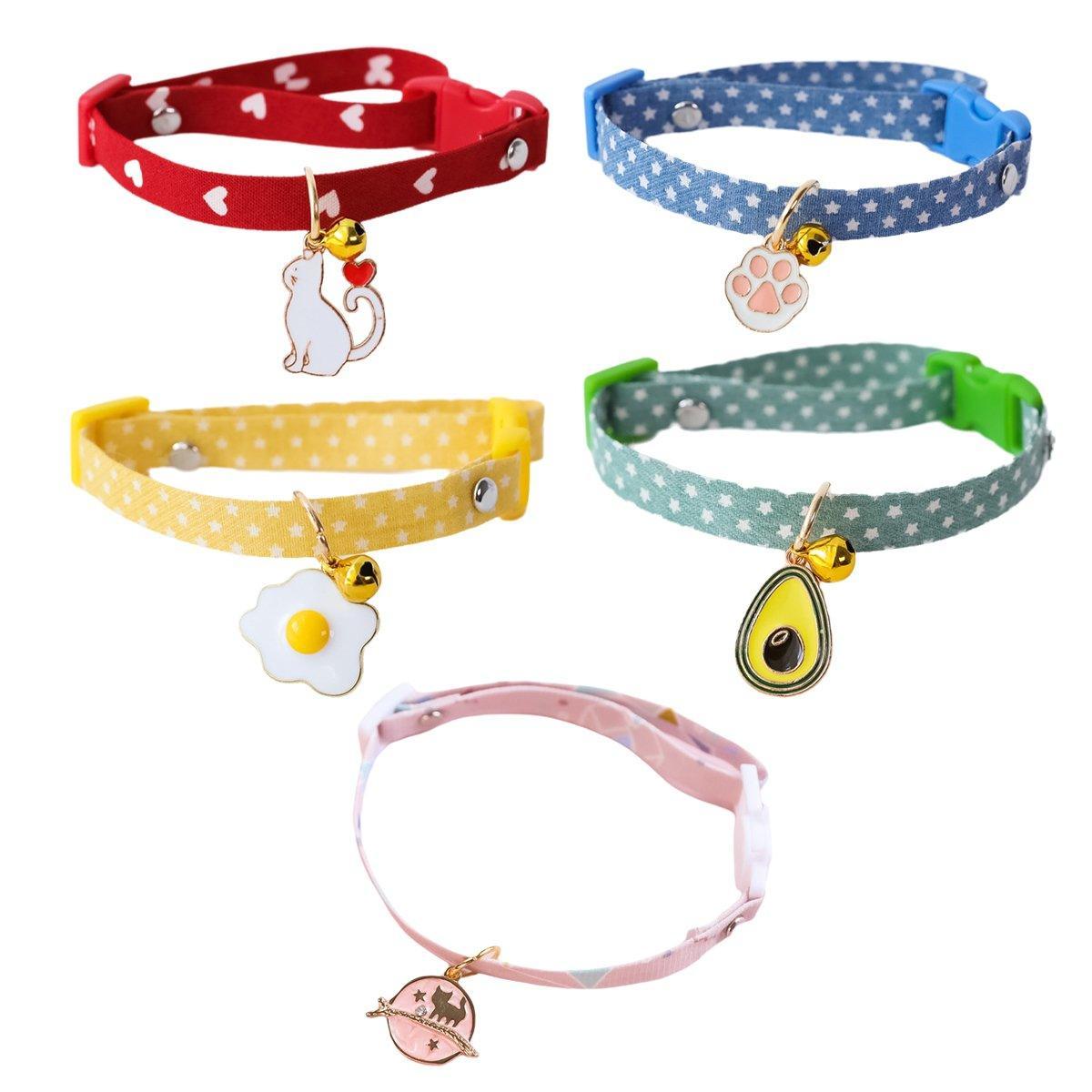 Adjustable Pet Collar with Buckle and Bell for Kitten and Dog Wearable Accessory - Pink