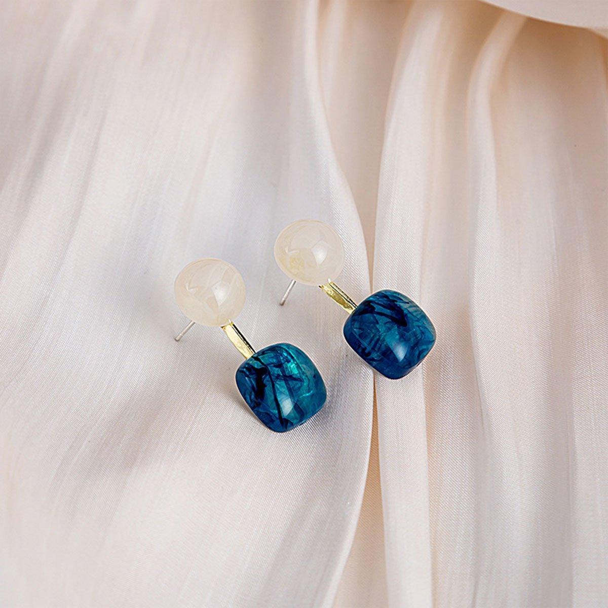 Small Fresh Blue Oil Earrings Retro Fashion Temperament Silver Needle Jewellery