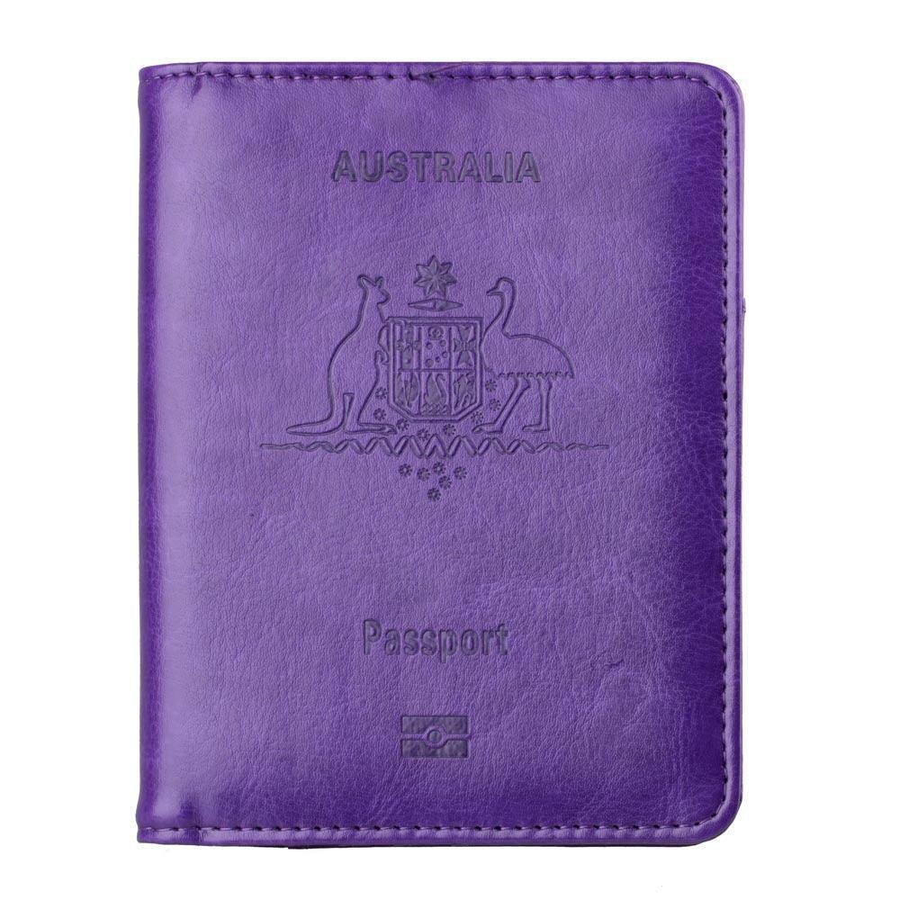 RFID Passport Holder Slim Leather Travel Wallet ID Card Cover Case for Men Women - Black