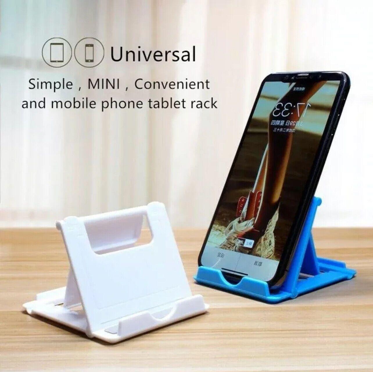 Universal Foldable Tablet and Phone Stand Adjustable Portable Desk Holder - Blue