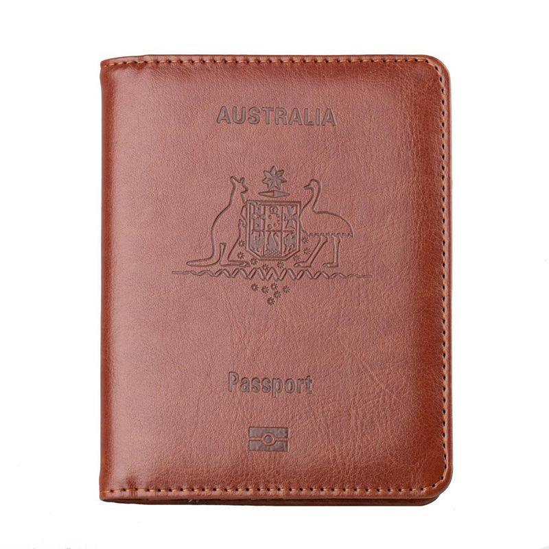 RFID Passport Holder Slim Leather Travel Wallet ID Card Cover Case for Men Women - Blue