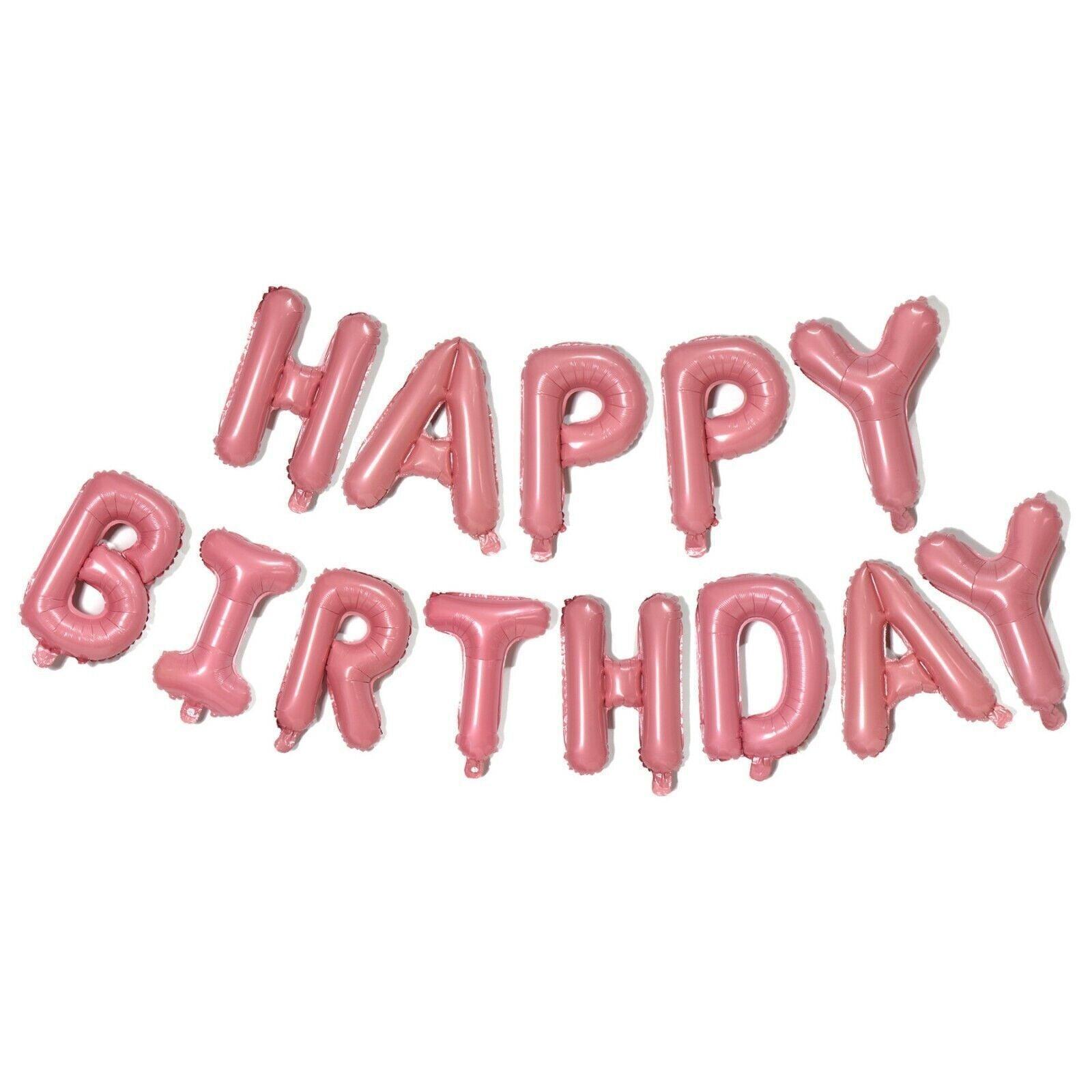 40Cm 3D Happy Birthday Letters Balloons Inflating Foil Banner Bunting Celebrate - Gold