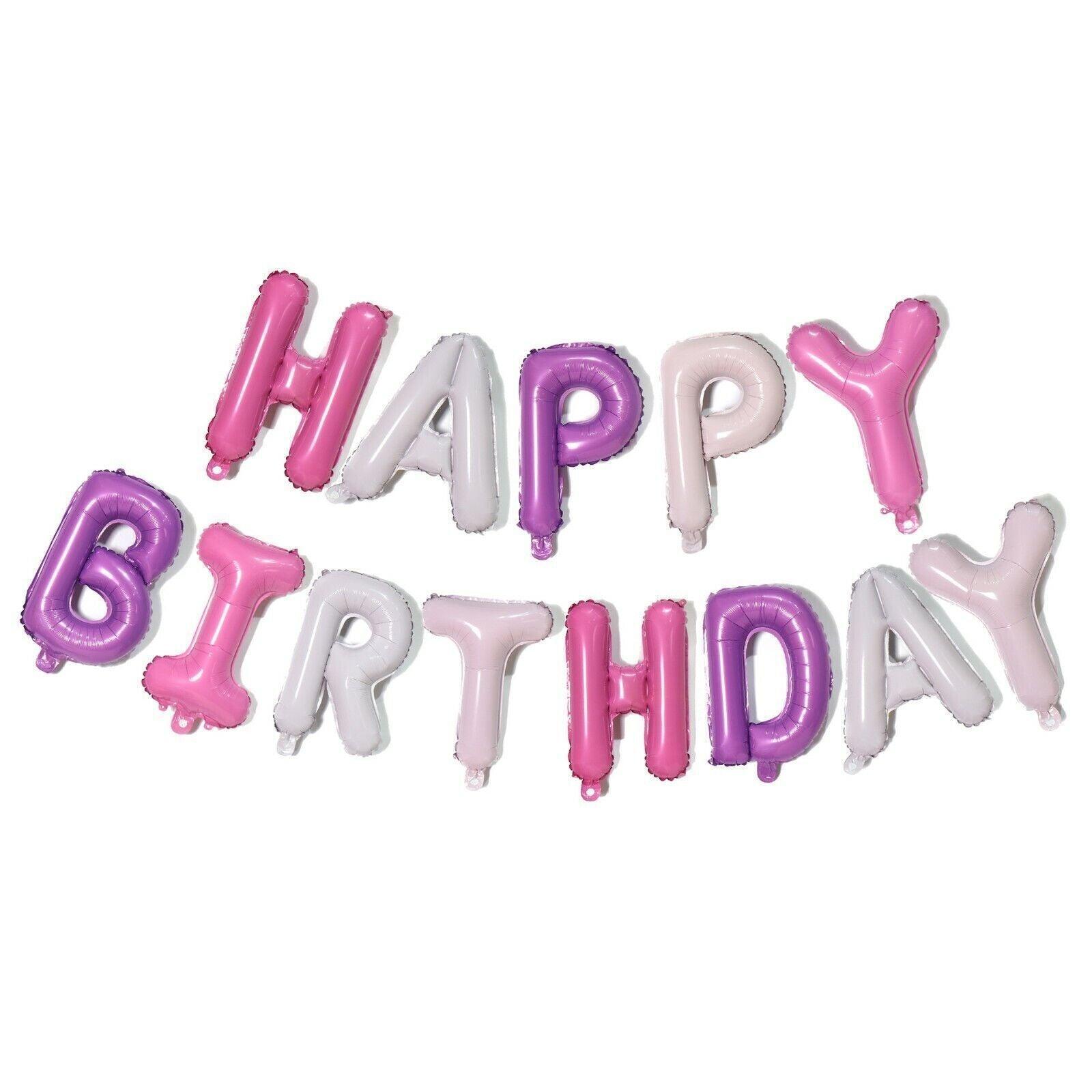 40Cm 3D Happy Birthday Letters Balloons Inflating Foil Banner Bunting Celebrate - Gold