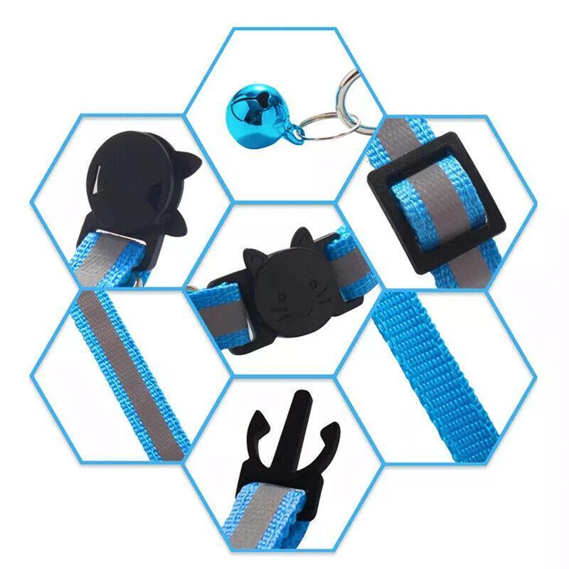 Reflective Cat Collar with Breakaway Buckle and Bell Adjustable for Small Pet Use - Light Green