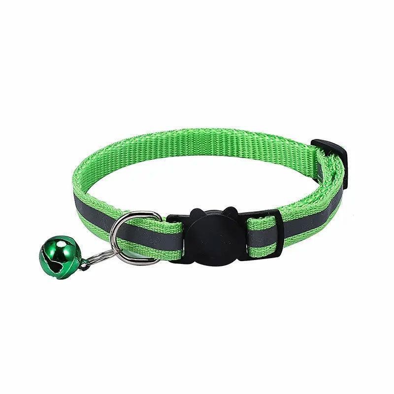 Reflective Cat Collar with Breakaway Buckle and Bell Adjustable for Small Pet Use - Light Green