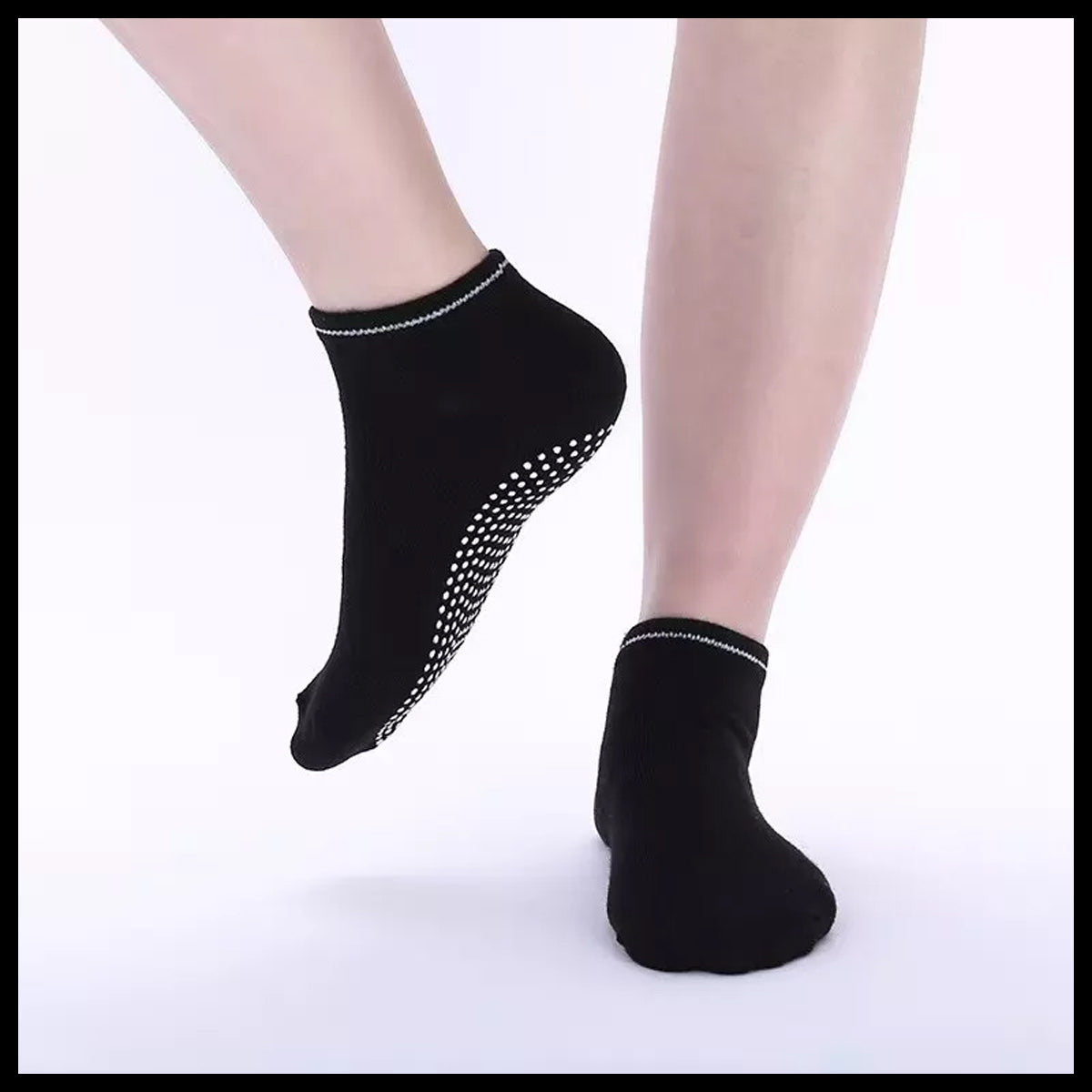 3 Pairs Ladies Women Sports Cotton Rich Pilates Yoga Non-Slip Grip Socks - Purple