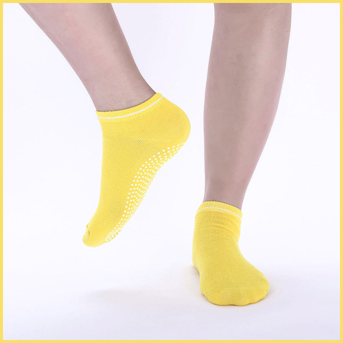 3 Pairs Ladies Women Sports Cotton Rich Pilates Yoga Non-Slip Grip Socks - Sky Blue