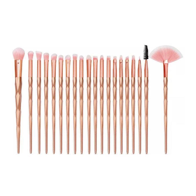 20 Pcs Eye Make-Up Brushes Diamond Unicorn Eyeshadow Eyebrow Blending Brush Set - Transparent