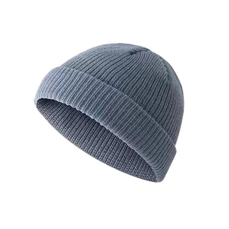 Men Women Mini Fisherman Beanie Winter Spring Hat Soft Knitted Docker Skull Cap - White