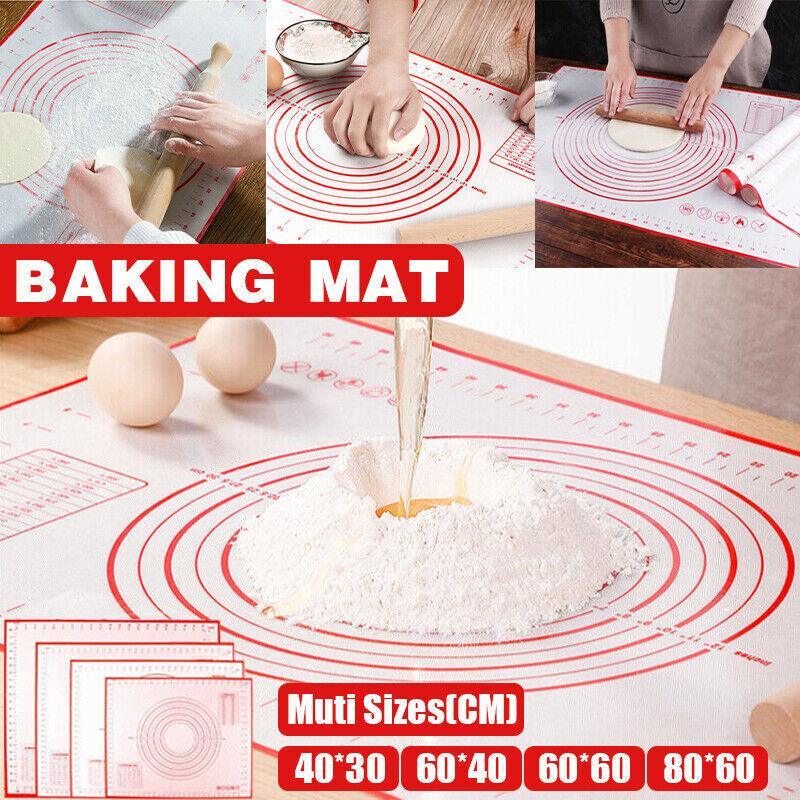 Non-Stick Silicone Baking Mat Rolling Cake Dough Scale Pastry Clay Fondant Sheet - Red 40*30cm