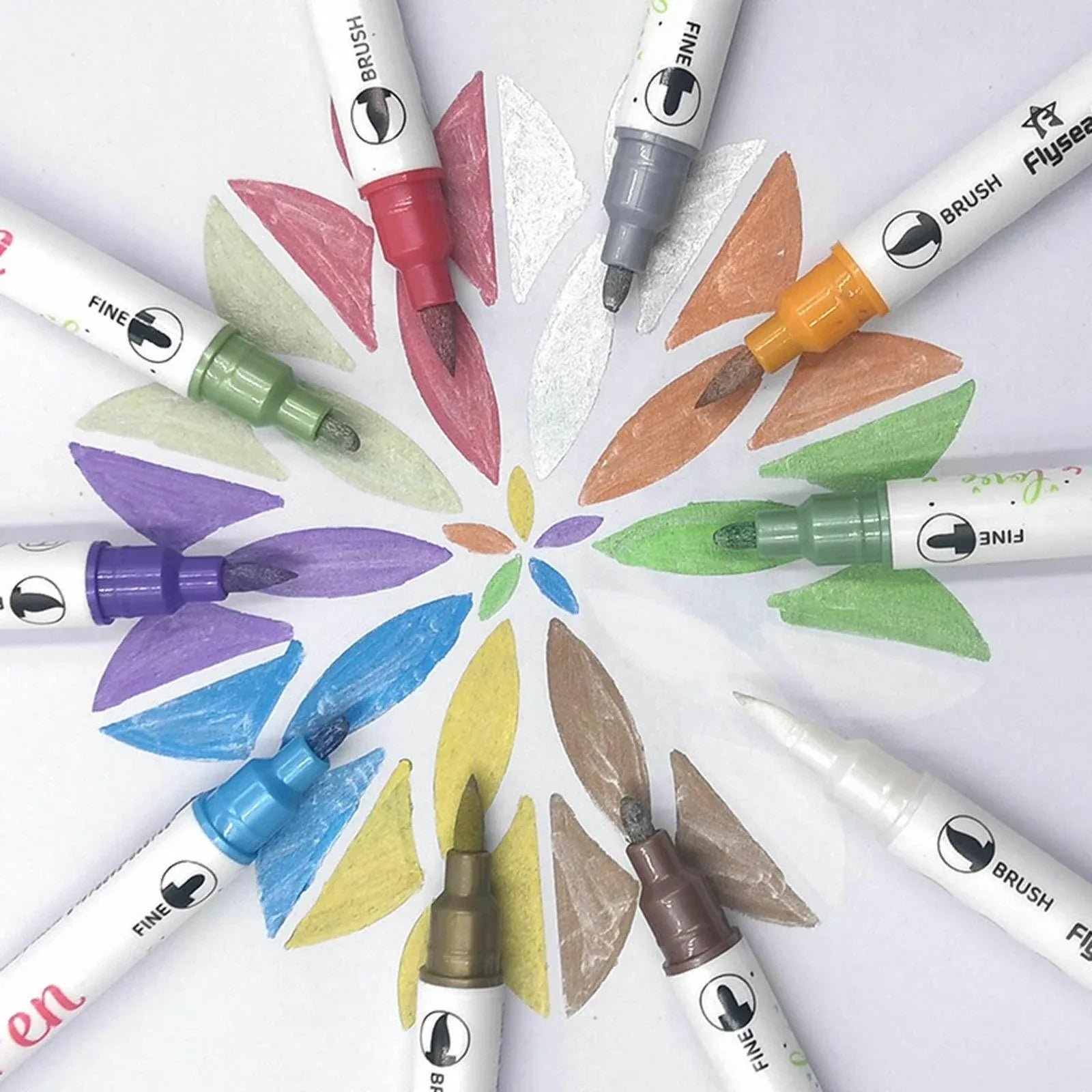 10-Color Set Double Head Shimmer Marker Pens for Albums & Doodles