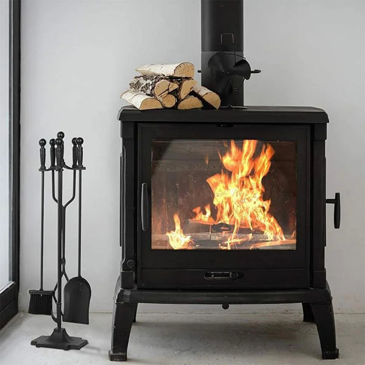 5-Piece Fireplace Tool Set with Stand