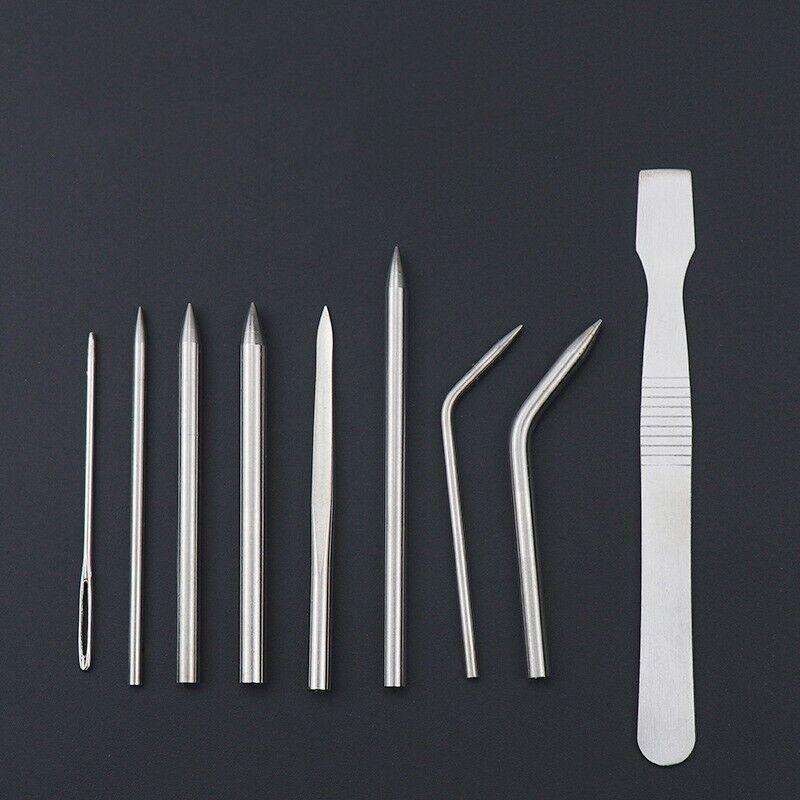 6/9 Pcs Stainless Steel Paracord Bracelet Fid Lacing Stitching Needles Tool Set - 9PCS
