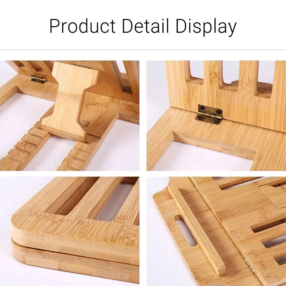 1-Piece Foldable Bamboo Laptop Stand with Adjustable Angles