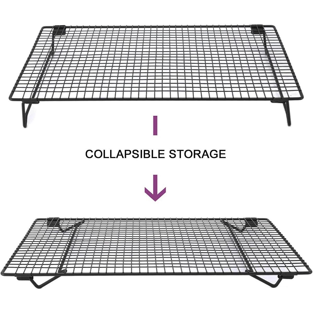 Collapsible Black Mesh Cake Cooling Rack Foldable Baking Tray for Kitchen Use