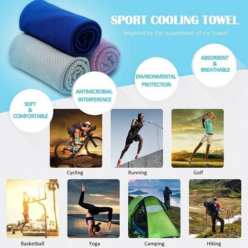 Instant Cooling Towel Gym Sport Golf Exercise Jog Cycling Outdoor Ice Cold Scarf - Purple