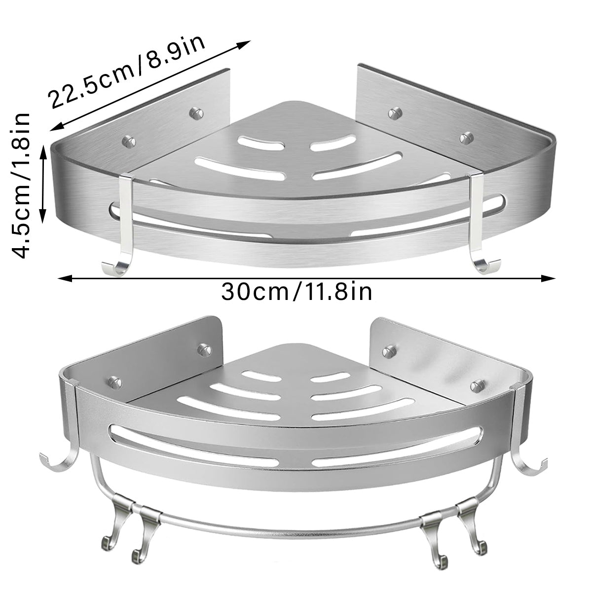 Wall Mounted Bathroom Shelf Triangle Corner Shower Storage Rack for Toiletries - Single layer with rod