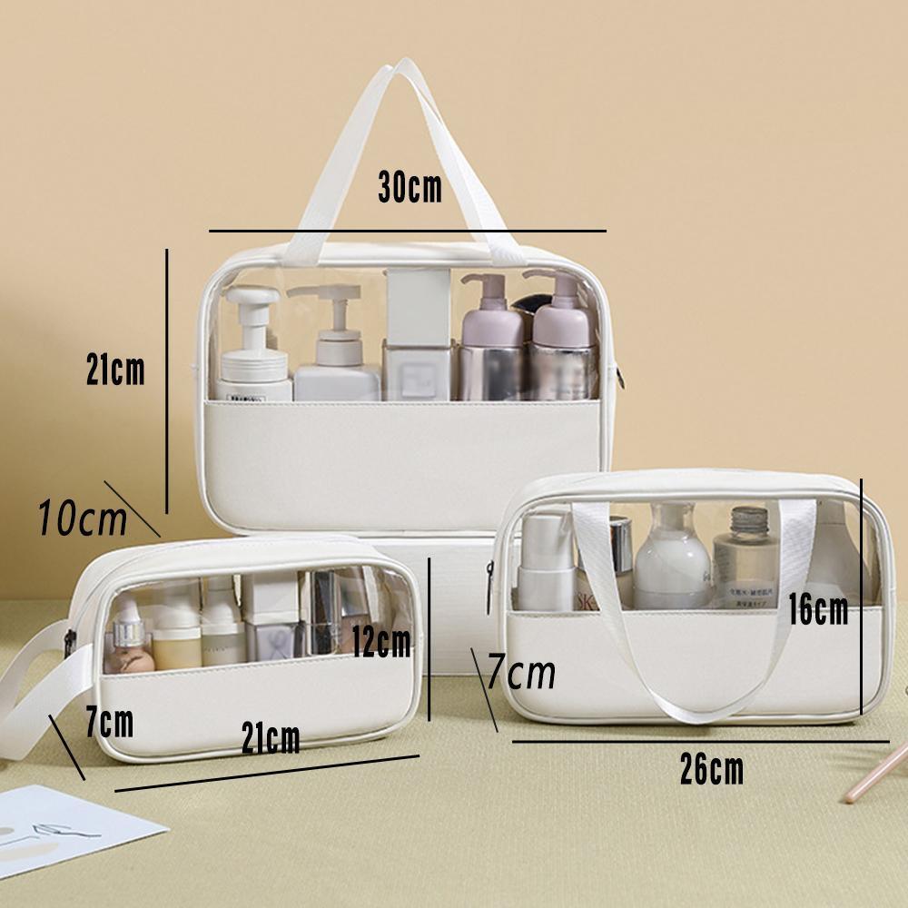 3pcs Large Capacity Waterproof Makeup Bag Set Translucent PU Travel Storage Bag - Cosmetic-Bag-3pcs-Black