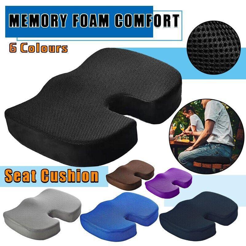 Orthopaedic Memory Foam Seat Cushion Support Back Pain Chair Pillow Car - Coffee