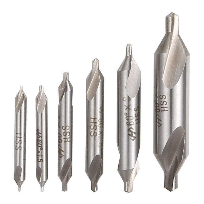 6Pcs Combined Center Drill Countersink Bit Lathe Mill Tackle Kit High Speed