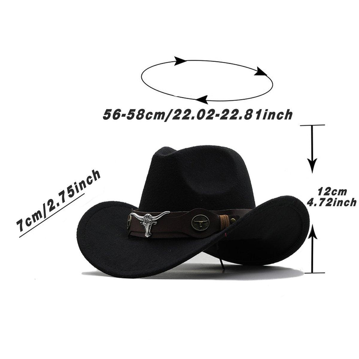 Vintage Woolen Felt Top Hat Cowboy Hat Classic Style Fashion Hat for Men - Black