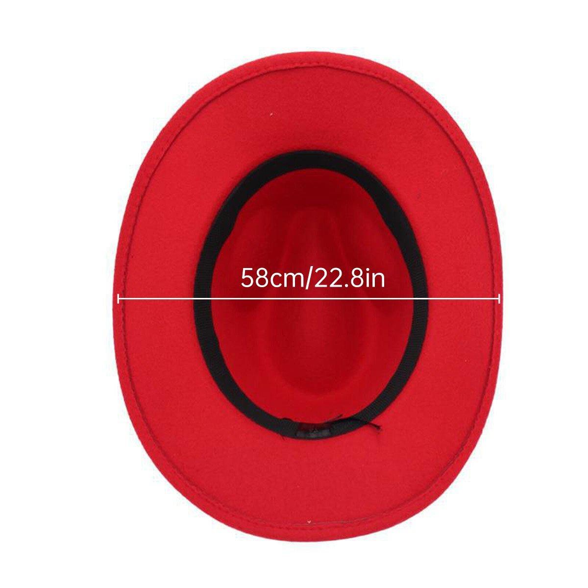 Western Cowboy Hat American Wool Felt Jazz Hat for Men Women Upside Down Top Hat - Coffee